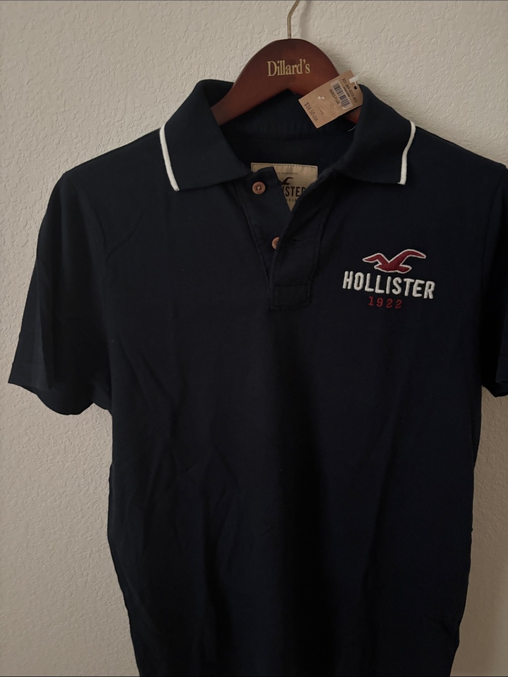 Hollister Navy Polo with White Contrast Piping